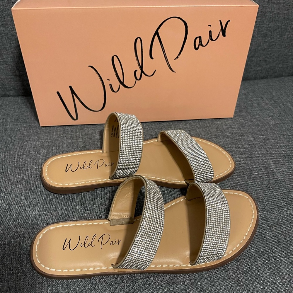 Wild Pair Ginnief Silver Glitter Rhinestone 2-Strap sandals - Picture 2 of 5